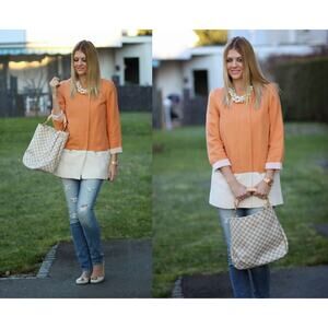 Zara Basic Size XS Jacket Linen Blend Orange Oversized Midi Long Sleeve Women’s